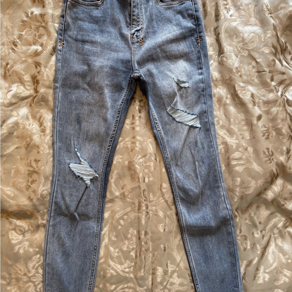 Ksubi High Rise Distressed Blue Jeans